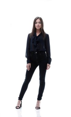 modern genç iş kadını. Tam uzunlukta portre.