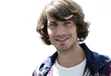 portre. şık bir ekose gömlekli adam. yakın çekim.