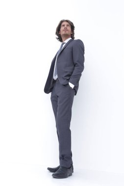 Beyaz bir arka plan kopya alanı bakıyorsun adam