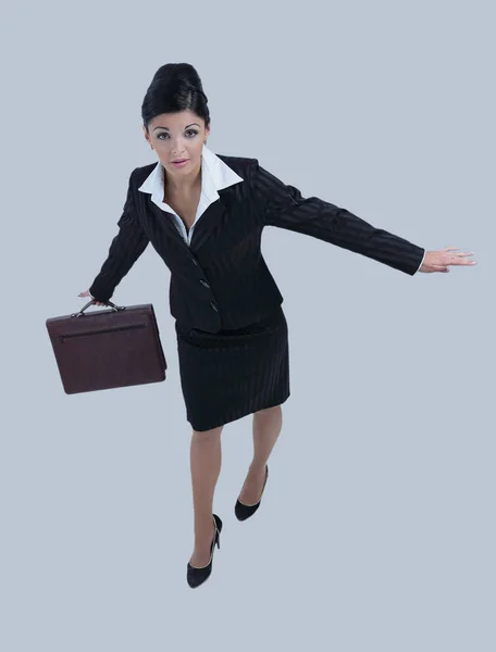 Successful business woman with suitcase — Stock Photo, Image