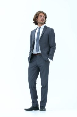 Dalgın iş adamı yukarı bakıyor.