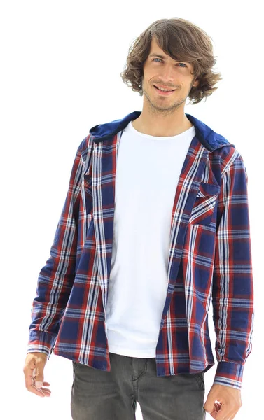 Stijlvolle man in een plaid shirt. — Stockfoto