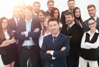 önünde bir büyük iş takım lideri ayakta