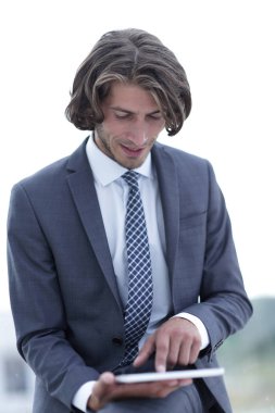 Dijital tablet ile portre .businessman