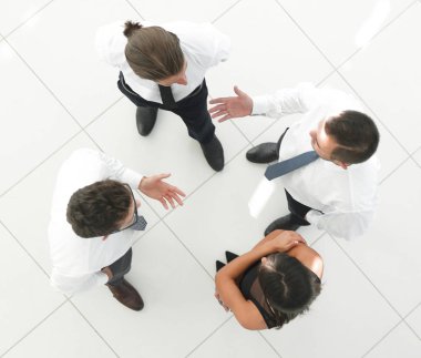 En baştan görüntüleyin. iş konuları tartışmaya bir iş takım arka plan görüntüsü.