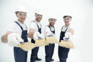 inşaat işçileri .isolated beyaz grup