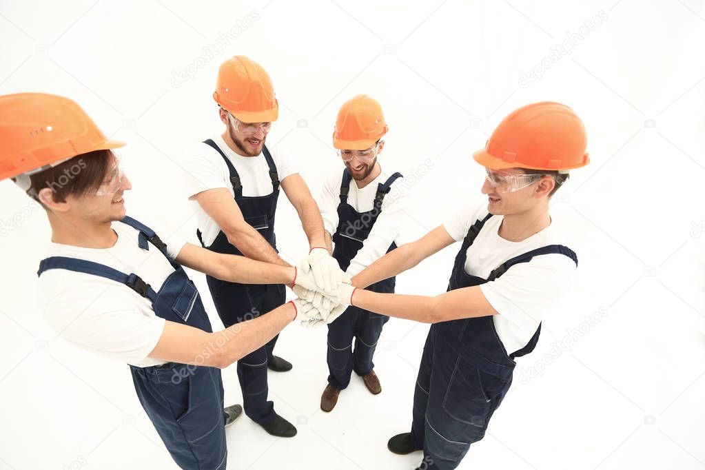 team of builders showing their solidarity