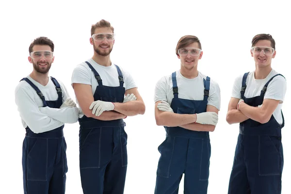 Professioneel team van industriële werknemers — Stockfoto