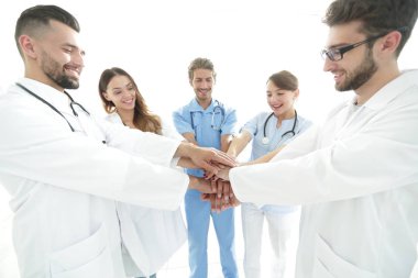 Doktor beyaz bir arka plan üzerinde başarılı bir grup arka plan görüntüsü