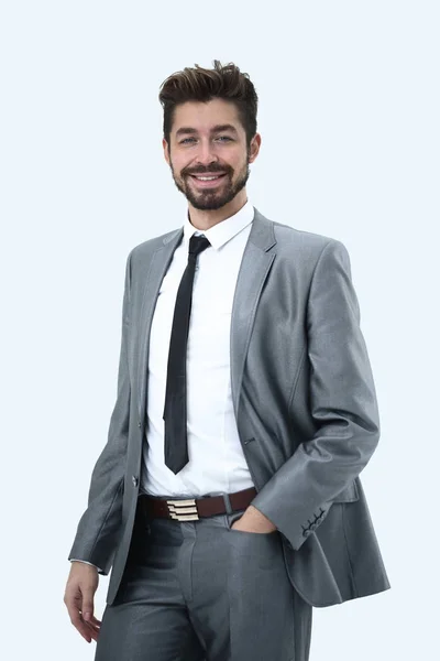 Half length portrait of a businessman with hands in his pockets — Stock Photo, Image