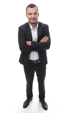 tam büyüme. Kameraya bakarak emin iş adamı