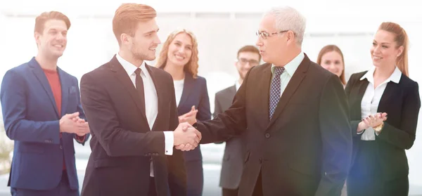 Handshake of business partners after a business conference — Stock Photo, Image