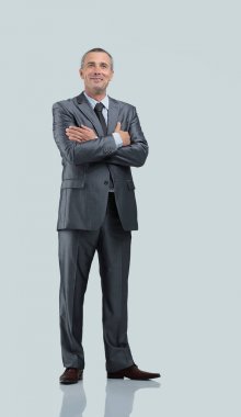 tam büyüme portre. başarılı gülümseyen iş adamı.