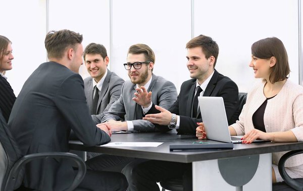 businessman conducting a workshop with business team