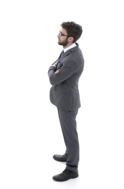 dört gözle başarılı bir iş adamı. yan görünüm