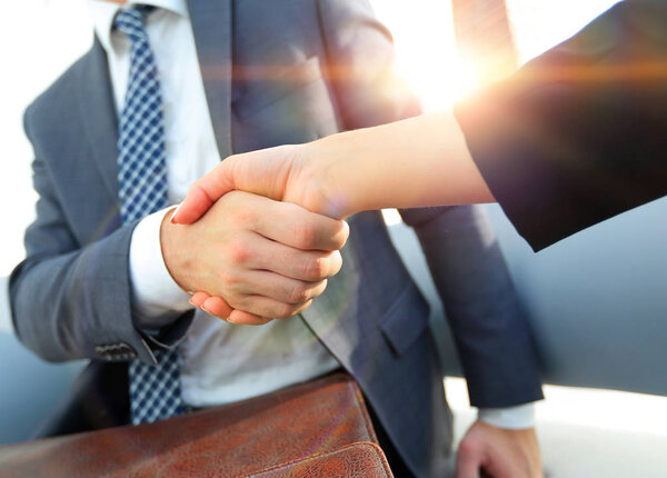 Businessman shaking hands to seal a deal with his partner