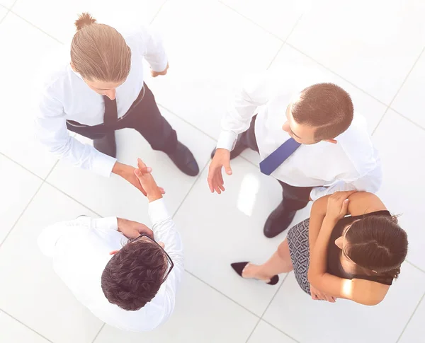 View from the top. business team discussing business issues — Stock Photo, Image