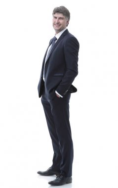 yan görünümü. Başarılı bir iş adamı portresi