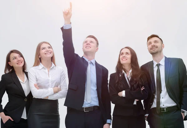 Líder do objetivo de apontar para a equipe de negócios — Fotografia de Stock