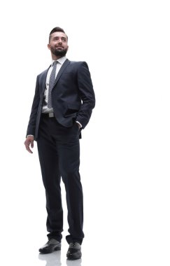 tam büyüme. çapraz kolları olan işadamı