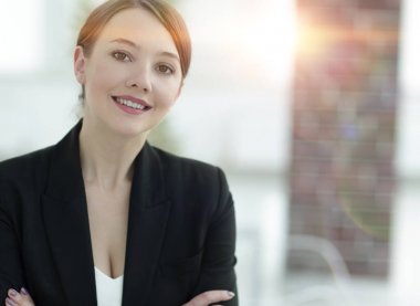 Yakın plan. Başarılı bir iş kadınının yüzü..