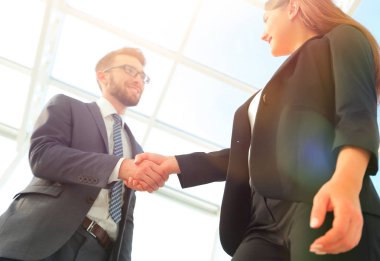 İş ortaklığı toplantı kavramı. Görüntü businessmans handsha