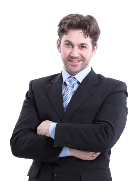 Retrato de um homem de negócios isolado no fundo branco . — Fotografia de Stock