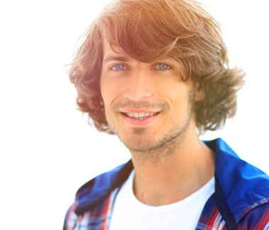 portre. şık bir ekose gömlekli adam. yakın çekim.