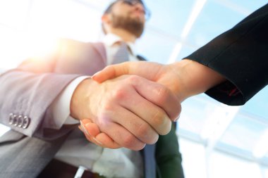 İş ortaklığı toplantı kavramı. Görüntü businessmans handsha