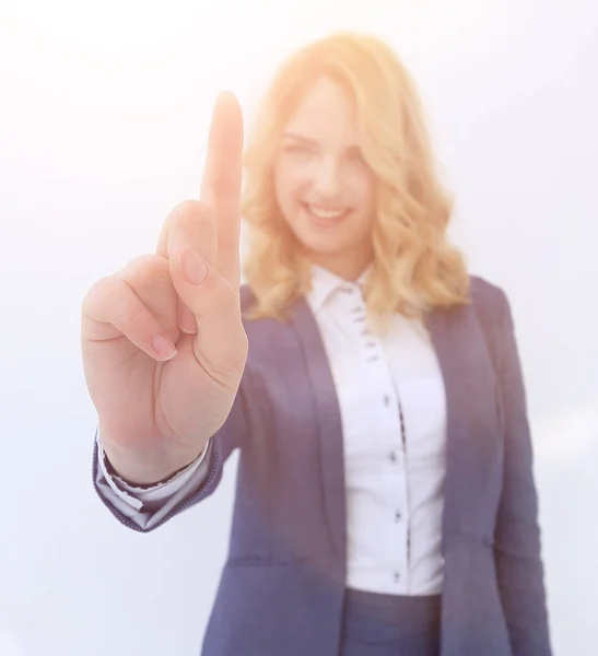 Stylized image.business woman pointing with finger up. — Stock Photo, Image