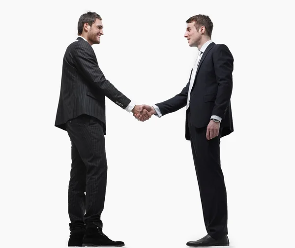 Handshake business partners. Isolado em um fundo branco . — Fotografia de Stock