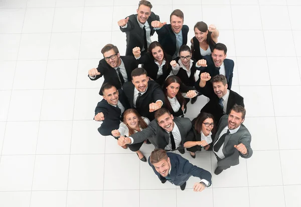 Concept of success. numerous triumphant business team — Stock Photo, Image