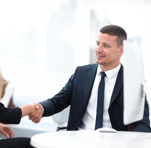 Closeup of a business handshake women business partner.the business concept. — Stock Photo, Image