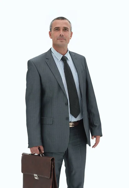 Уверенный бизнесмен с портфелем — стоковое фото