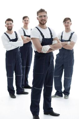 Foreman ve ekibinin profesyonel sanayi işçileri