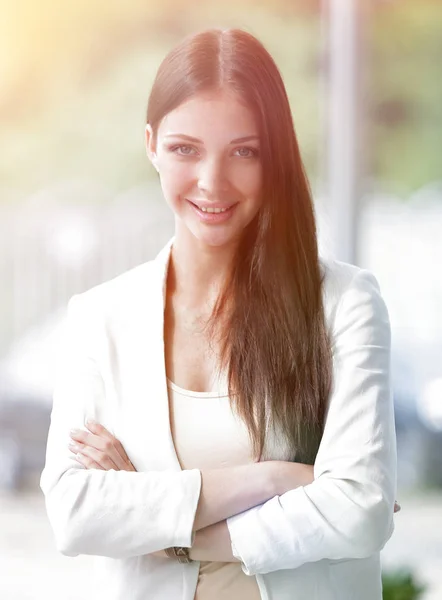 Primer plano de una hermosa mujer de negocios . — Foto de Stock