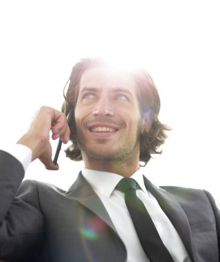 başarılı iş adamı Smartphone'da konuşuyor