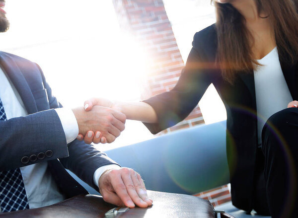 Businessman shaking hands to seal a deal with his partner