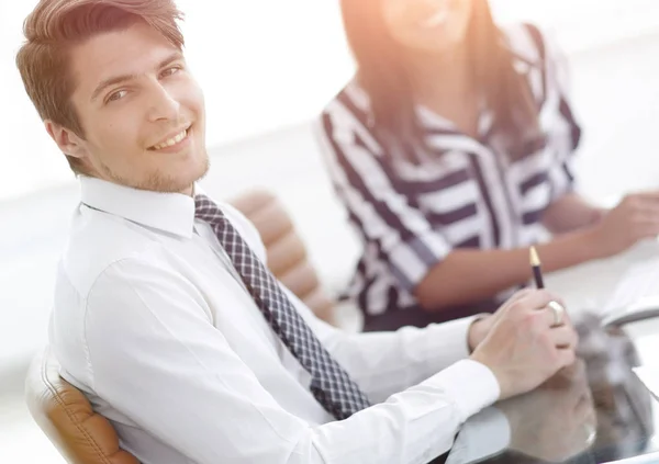 Closeup.Manager e cliente — Fotografia de Stock