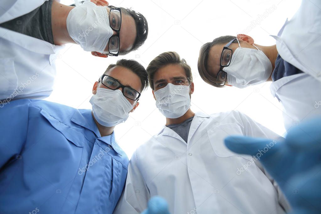 closeup. a group of doctors surgeons