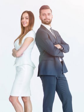 İş adamları karşı beyaz adam arkaya portresi
