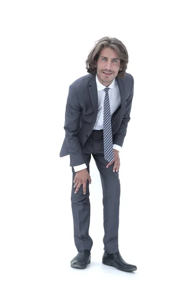 Young handsome businessman bending down. — Stock Photo, Image