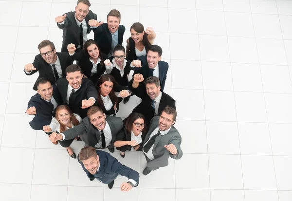 Concept of success. numerous triumphant business team — Stock Photo, Image