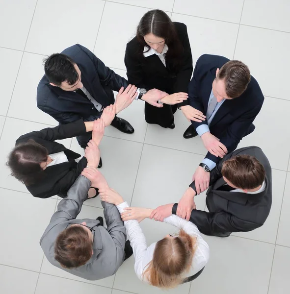 View from the top.business team standing in a circle — Stock Photo, Image