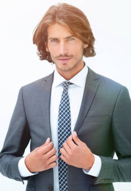 Takım elbise ve kravat şık genç adam