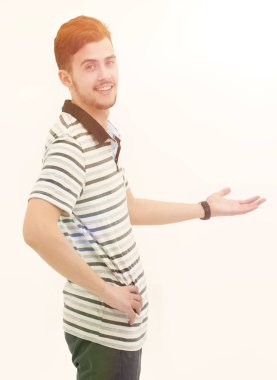 genç adam için boş ekran işaret.