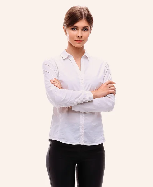 Retrato en pleno crecimiento. mujeres de negocios jóvenes modernas . — Foto de Stock