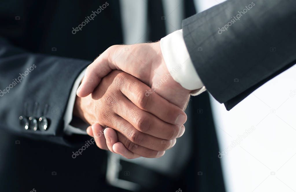 Business men giving a handshake. Business concept