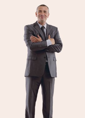 tam büyüme portre. başarılı gülümseyen iş adamı.