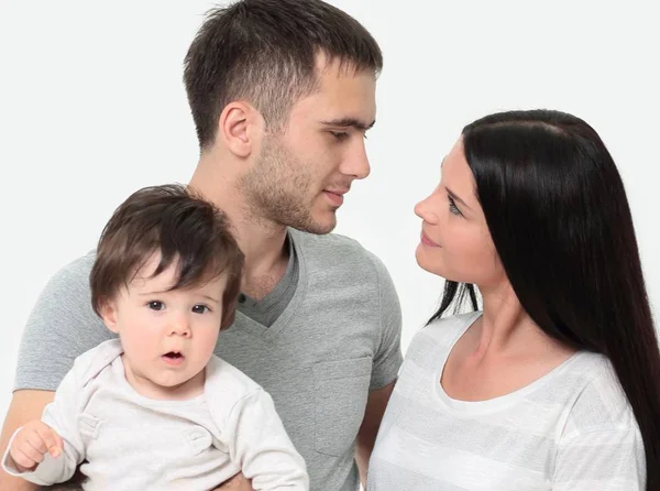 Família bonita - isolado sobre um fundo branco — Fotografia de Stock